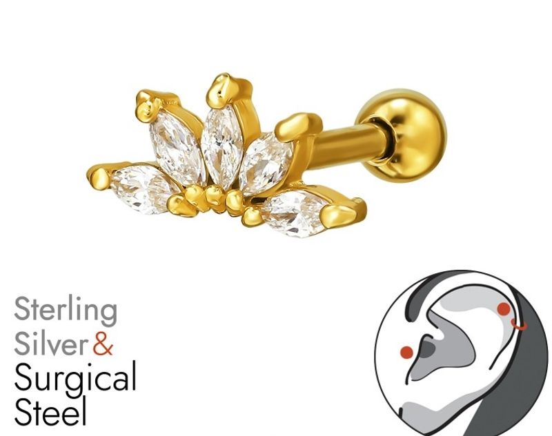 Gold Curved Leaf piercing