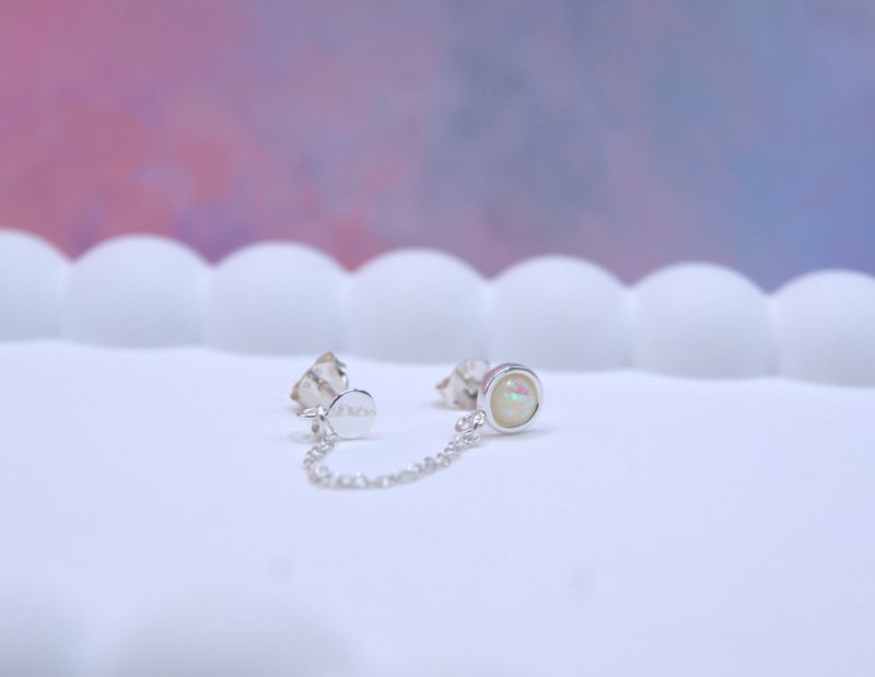Opal Silver Chain Øredobber
