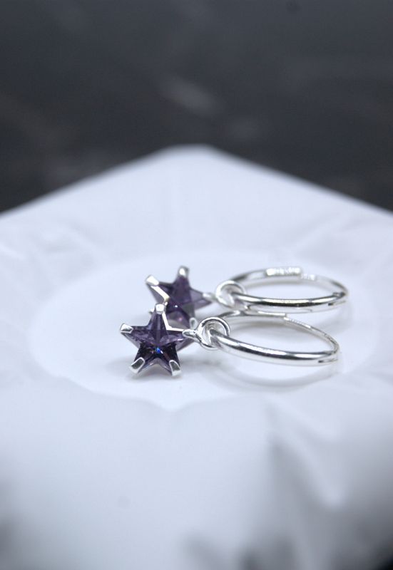 Dark Lilac Star Hoops