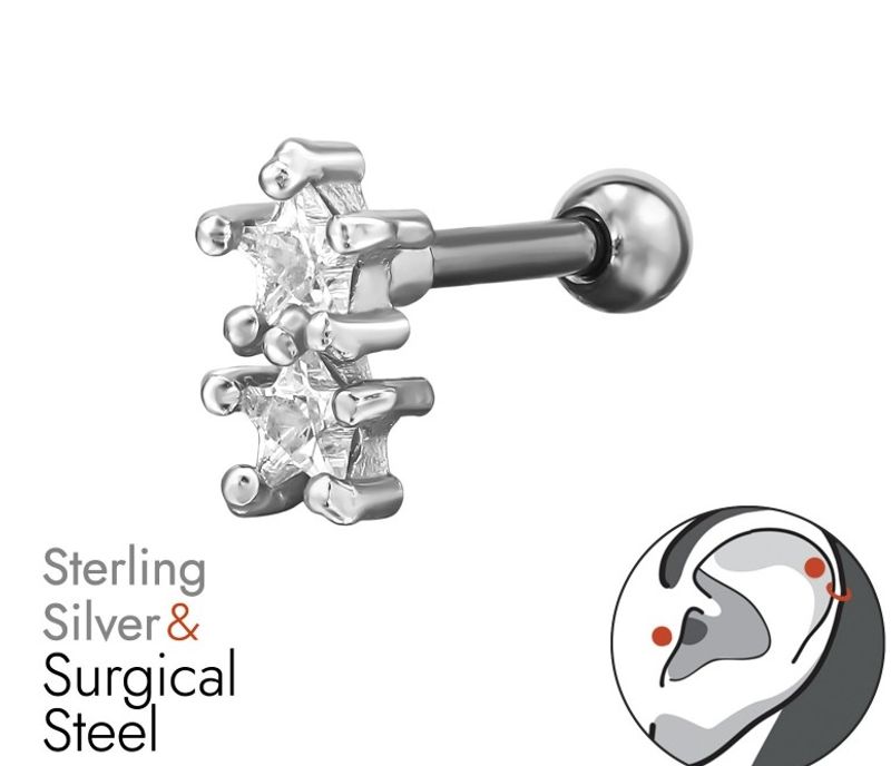 Silver Duo Star piercing