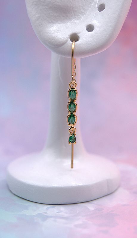 Emerald Drop Ear Chain
