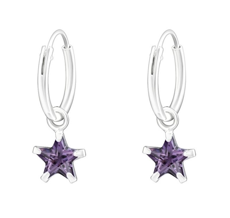Dark Lilac Star Hoops